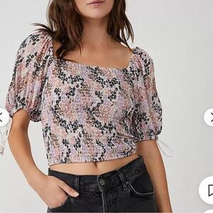 NWT Free People Back on Top Smocked Floral Crop Top $98